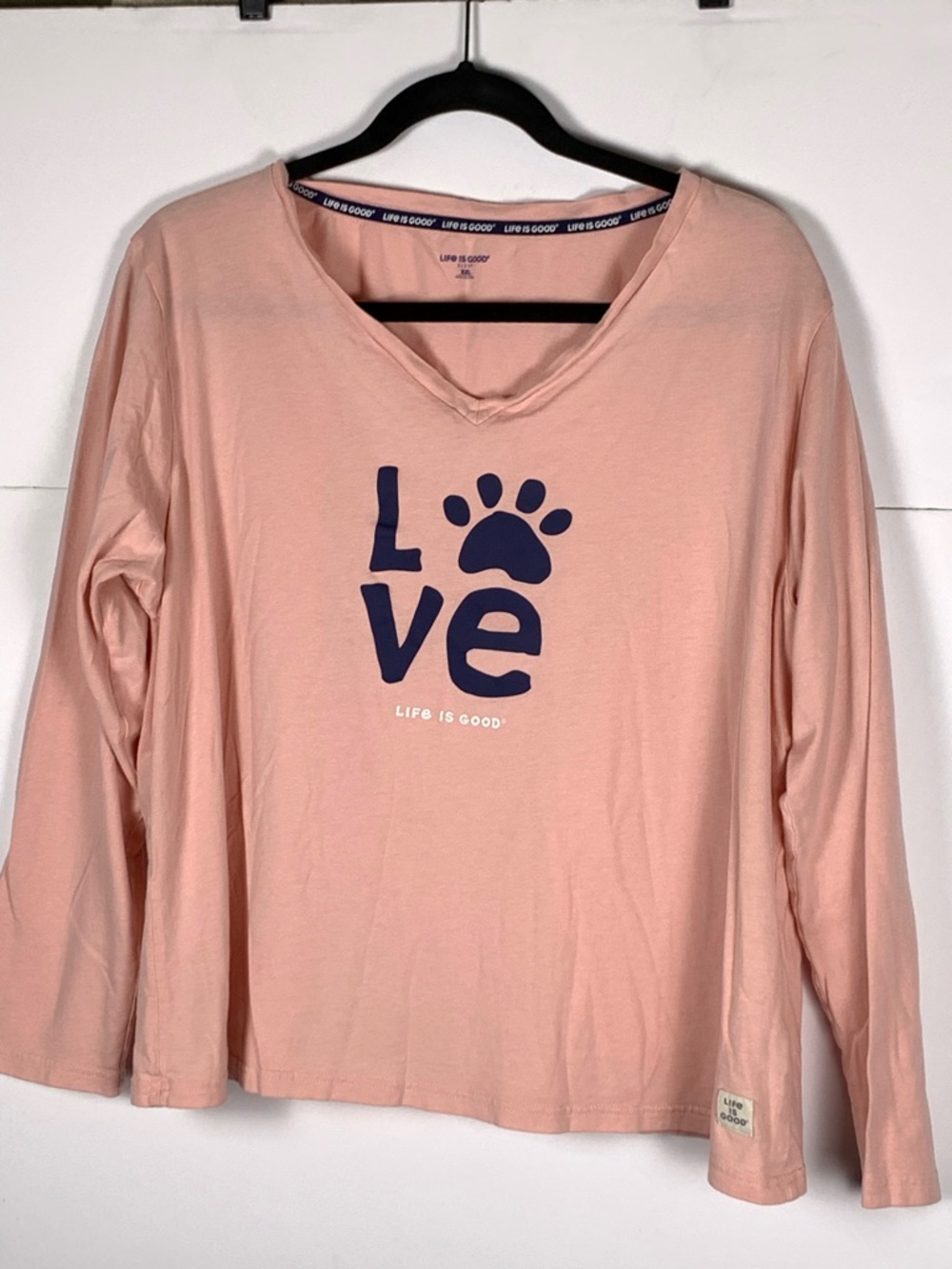 Life is Good Pink 'Love' Paw Long Sleeve Sleep Tee - Picture 3 of 9
